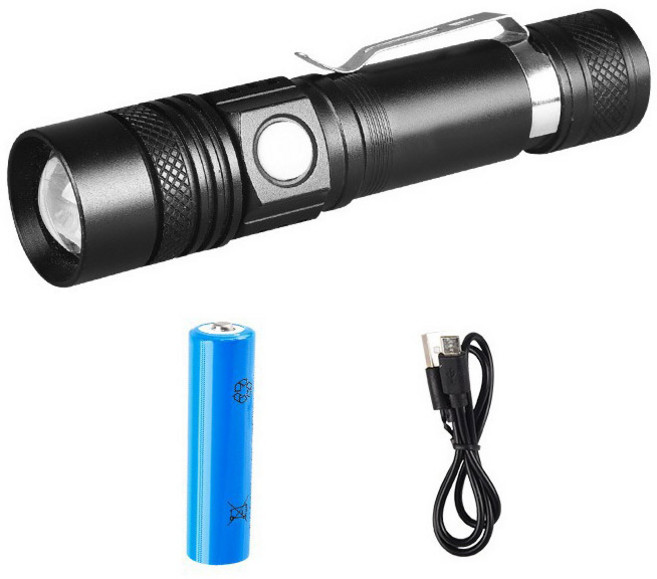 밝기조절 LED 후레쉬 18650 충전식 컴팩트 줌 써치라이트 UNIZOOM02, 1개