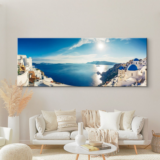 더 아트컴퍼니 세계 여행 명소 도시 인테리어 해외 국내 풍경 사진 거실 풍수 그림 캔버스 와이드 액자 74종 (1-50번), 2. 산토리니의 아침풍경