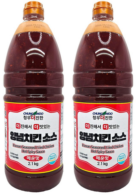 청우 더진한 양념치킨소스 매운맛, 2개, 2.1kg