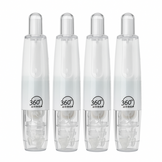 MNPP 노크식 360도 회전 양면 풀테이프 스퀴시 다이어리 만들기 펜 타입 테이프 4P, 4개, 화이트