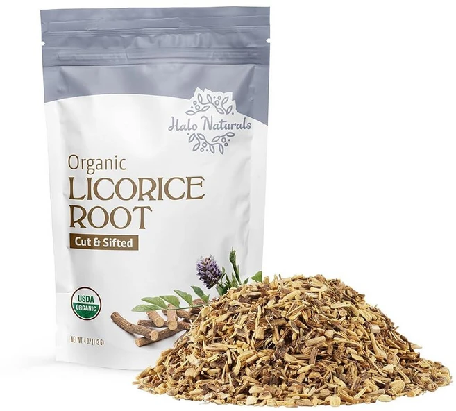 유기농 감초 뿌리 절단 체로 치기 11.4g4온스 글리시리자 글브 USDA 인증 재밀봉 가능한 파우치 미국, 113.4g - 쿠팡