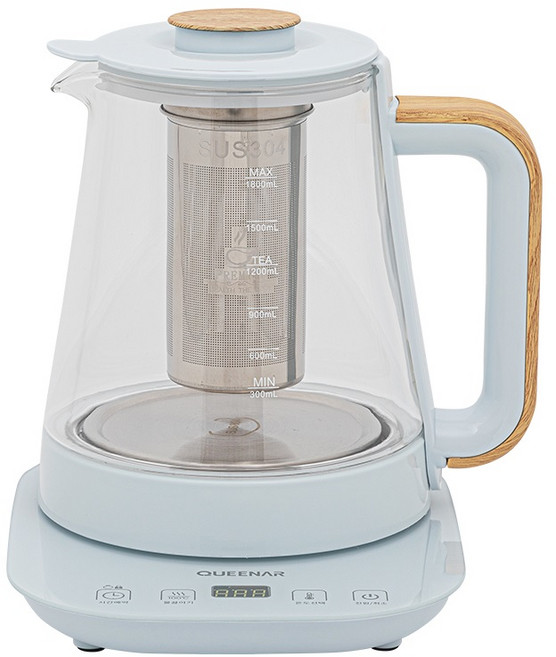 전기 분유 보온포트 유리 티포트 고출력 1.8L, 화이트