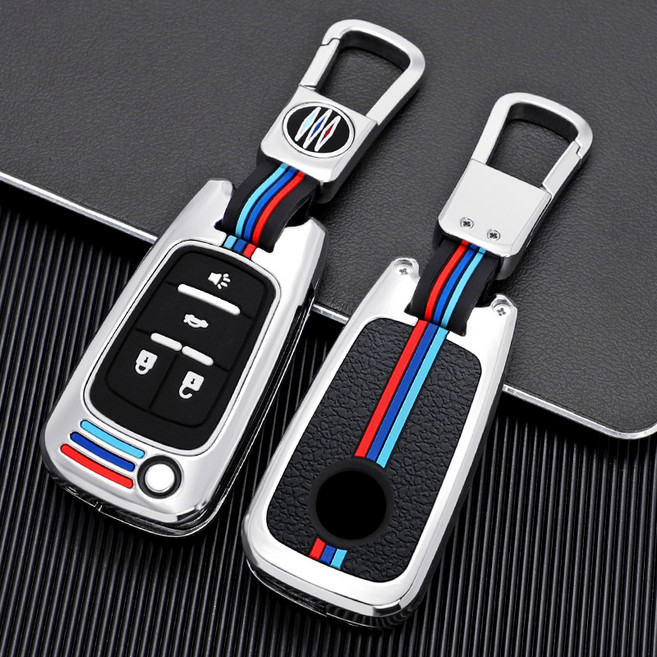 메탈릿 쉐보레 호환 메탈 키케이스 키커버 키링 키홀더 스파크 트랙스 말리부 크루즈 볼트, C-7(4버튼), 실버