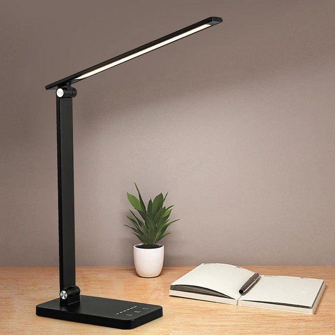 스네몬 블루라이트 차단 LED 학습용 책상 스탠드, 블랙