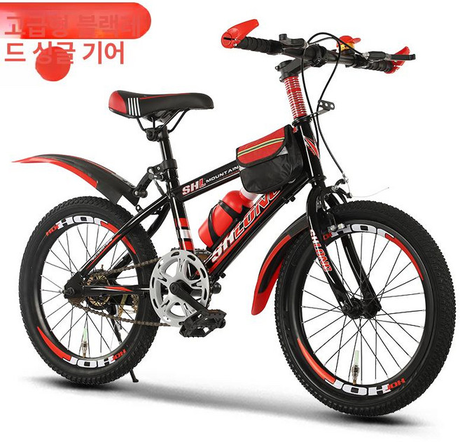 초등학생 두발 변속단속 바이크 18인치 자전거 속도 제품 입문용 학생용 중대형 어린이자전거 주니어 안전장비, 3.18인치 블랙레드 싱글스피드 디럭스