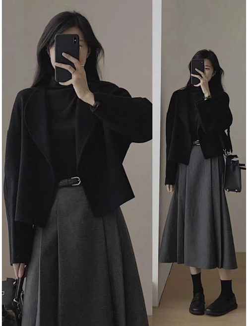 이유무무 NQ-378 여성 모직 카라 숏 아우터 자켓