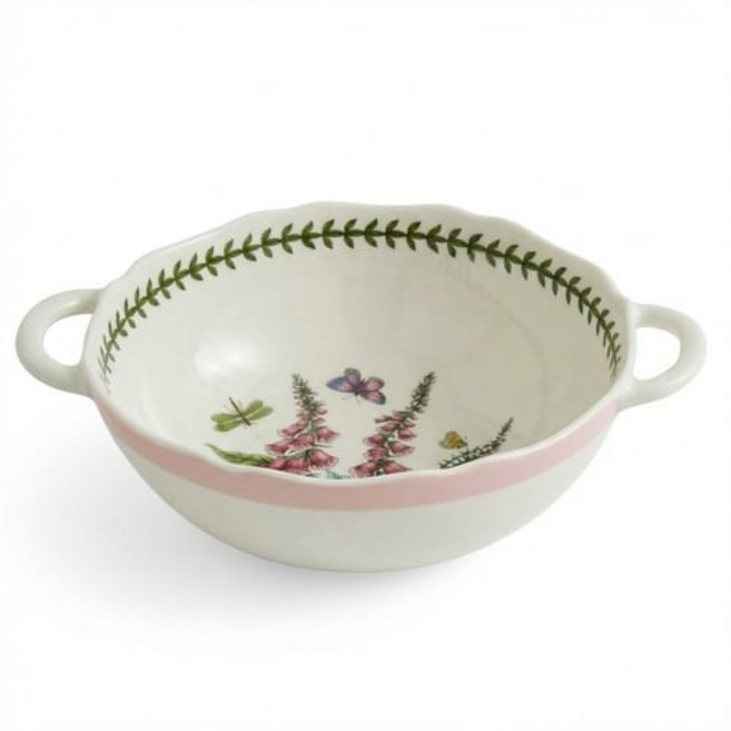 포트메리온 보타닉가든 테라스 만두그릇 폭스글로브, 화이트 + 그린 + 핑크, 1개