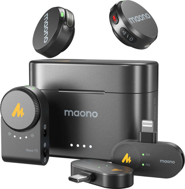 마오노 유튜브 무선 마이크 브이로그 방송용 강의용 촬영용 WAVE T5, 콤보(타입C+라이트닝+카메라 올인원)