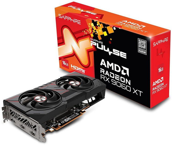 SAPPHIRE Sapphire 11350-03-20G Pulse AMD Radeon™ RX 9060 XT 게이밍 OC 그래픽 카드 16GB GDDR6 RDNA 4 포함 3, 205776 Sapphire 11350-03-20G P