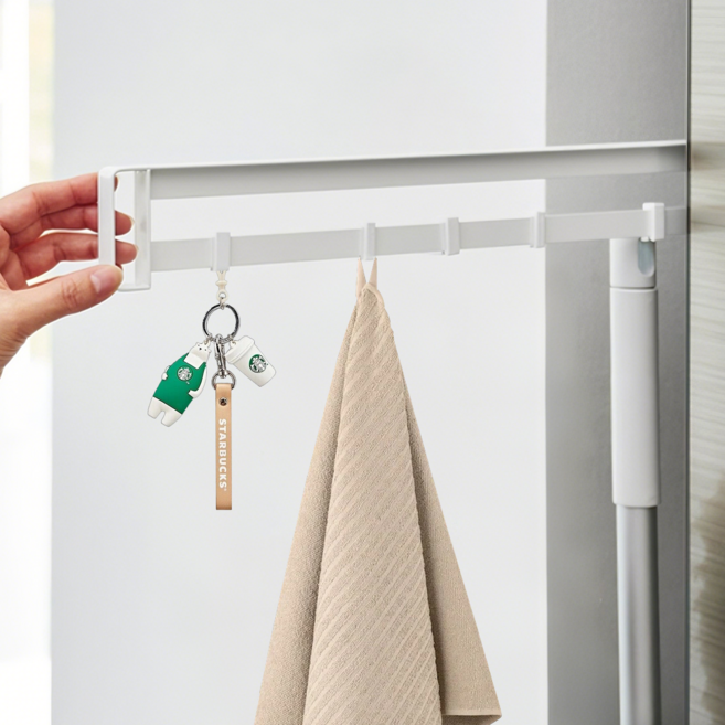 무타공 틈새 자석 선반 냉장고 세탁기 틈새공간 활용 고리형 슬라이딩 수납 거치대, 1개, 화이트