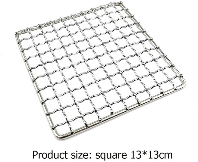 스테인리스강 바베큐 그릴 바구니 붙지 않는 접이식 생선 야채 스테이크 새우 볶음, Square BBQ Net, [02] Square BBQ Net, 1개