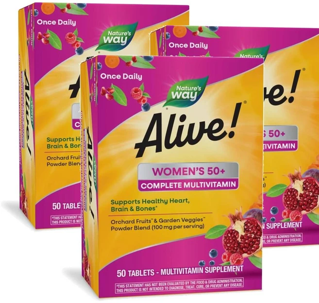 네이처스웨이 얼라이브 50세이상 여성 컴플리트 멀티비타민 Nature's Way Alive Women Multivitamin, 3개, 50정 - 쿠팡
