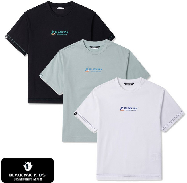 [블랙야크키즈 중계점] *2025 S/S 특가SALE* 클라이밍냉감반팔티셔츠#3 (3Color) 시원한 냉감 소재 미니 그래픽 포인트 깔끔한 디자인의 기능성 반팔티셔츠