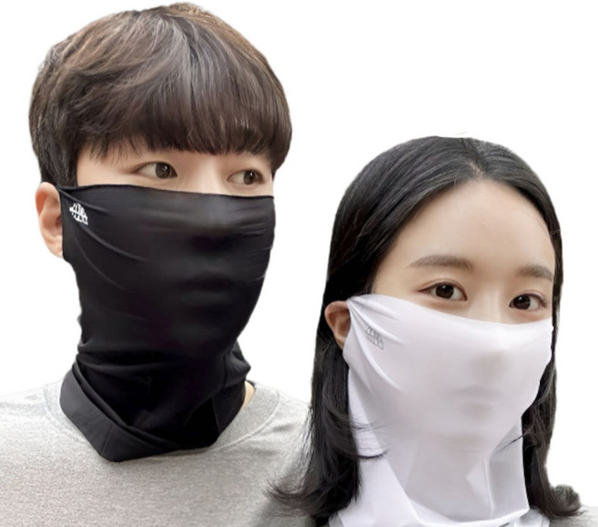 2P 위키란쥬 아쿠아 여름 목토시 넥워머 자외선차단 스포츠 쿨 멀티스카프, 블랙 1+1
