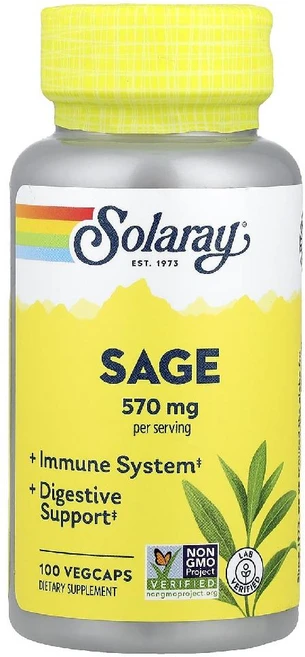 Solaray 세이지 285mg 베지 캡슐 100정, 1개 - 쿠팡