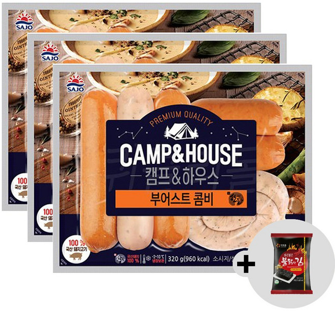사조 대림 부어스트 콤비 320g x3개 캠핑 소세지, 3개