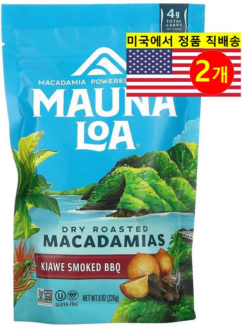 Mauna Loa 드라이 로스팅 마카다미아 키아웨 스모크드 BBQ 226g 1개, 2개