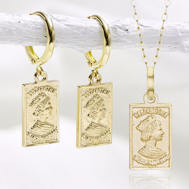 주리에떼 14K 18K 목걸이 귀걸이 1+1 세트 로즈골드 데일리 심플 엘리자베스바 여자친구 금 목걸이 원터치 귀걸이 선물