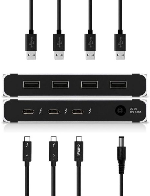CalDigit Thunderbolt 4 Element Hub - 4배 USB4 포트 USB 3.2 Gen2 10Gb/s 싱글 8K 또는 듀얼 4K 디스플레이 60W 충전, 1개