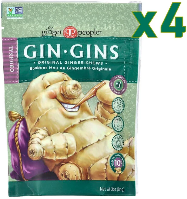 Ginger People 진저피플 Gin Gins 진저 츄잉 캔디 84g 4팩, 4개 - 쿠팡