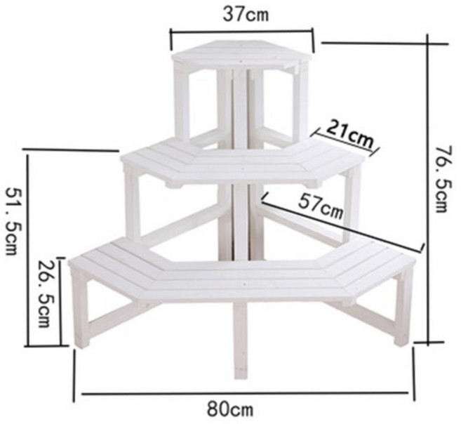 발코니 코너 꽃 선반 야외 코너 사다리 삼각형 다층 코너 선반 바닥에서 천장까지의 벽에 대 한 정원, 3단, 화이트