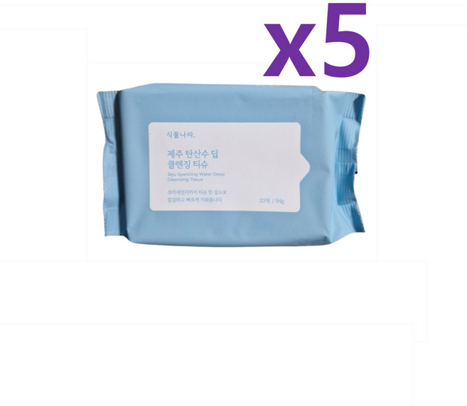 식물나라 제주 탄산수 딥 클렌징 티슈 20매 5팩