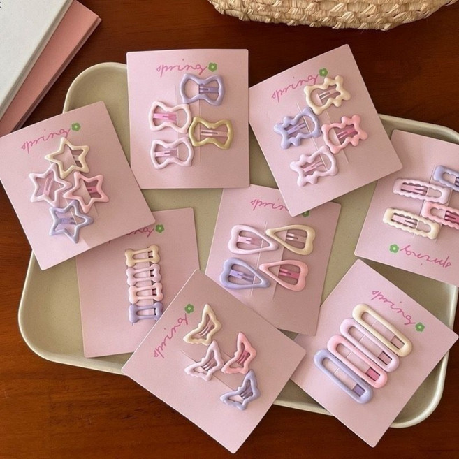 귀여운 컬러 유광 똑딱핀 고정 미니 헤어핀 32개 1세트
