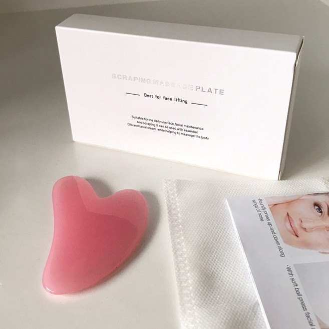 율스 로즈쿼츠 하트형 괄사 얼굴 마사지 파우치, 1개, 하트형(단품)