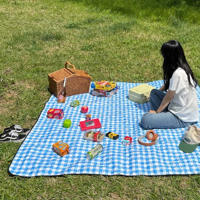솜솜라이크 피크닉 매트 두꺼운 방수 돗자리, 기본 블루