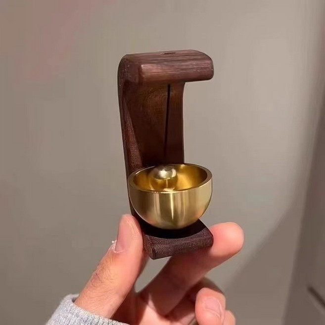 日式多巴胺木質門鈴 風鈴 銅鈴 提醒鈴, 胡桃木色