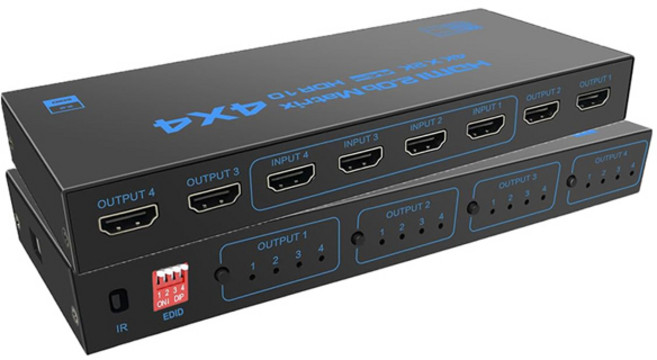 4K HDMI 매트릭스 스위치 4 in 4 out HDMI 스위처 분배기 Ps4 카메라 PC-TV 모니터 용 4x4 오디오 비디오 분배기 선택기 상자, 영국 플러그 사용 155662