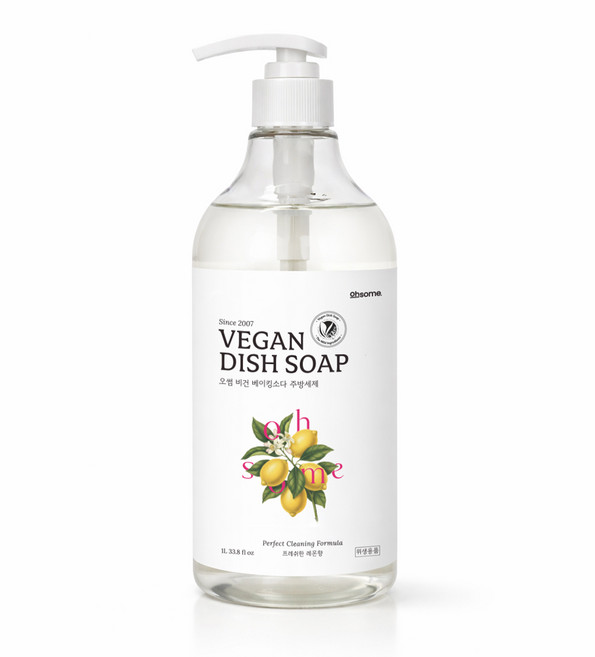 오썸 친환경 비건 주방세제 레몬향 대용량, 1개, 1L