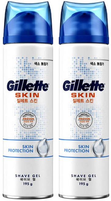 질레트 정품 스킨텍 쉐이빙젤, 195g, 2개