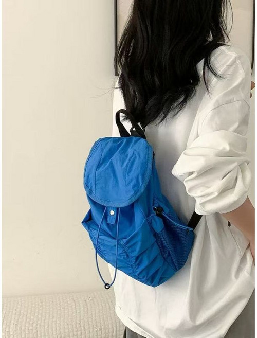 韓系休閒學生書包 輕便大容量雙肩背包, 黑色