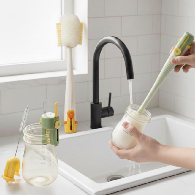 깔끔더하기 다용도 텀블러 물병 세척솔, 1개, 옐로우