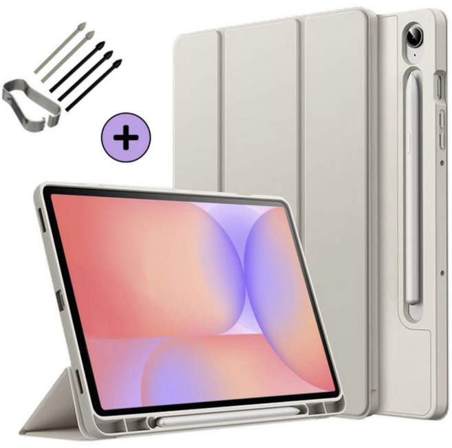 케이스나라 갤럭시탭 S10 Lite 라이트 호환 S펜슬 수납 케이스 보호 북커버 SM-X400 X406N, 라이트실버, 1개