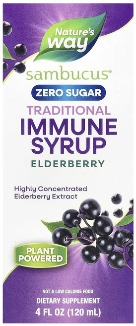 Nature's Way Sambucus® 전통 면역력 증진 시럽 설탕 무함유 엘더베리 50mg 120ml(4fl oz), NaturesWaySambucus전통면역력증진시럽설탕무, 1개, 120ml - 쿠팡