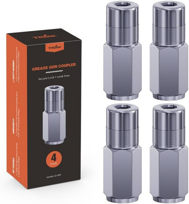 그리스 건 커플러 4팩 18인치 NPT 표준 팁 4-Jaw 잠금 피팅 내구성 있는 노즐 대부분의 및 Zerk 피팅용 엔드