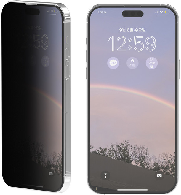 로랜텍 사생활 프라이버시 강화유리 휴대폰 액정보호필름 2p 세트, 1개