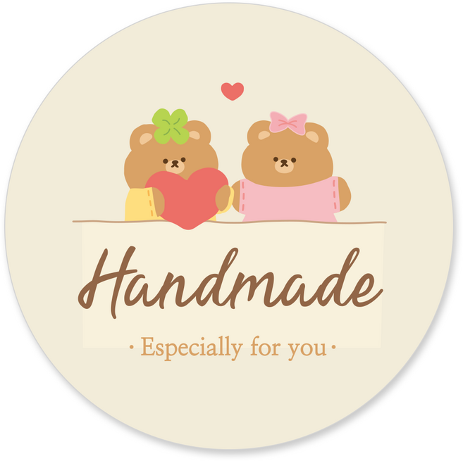 [꼬모멜로소] 로버앤보니 핸드메이드 수제 선물 포장 데코 라벨 스티커, 60장, 3.러블리