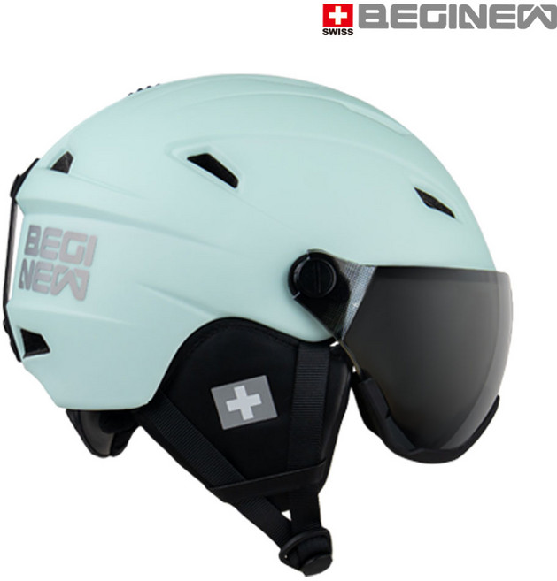 스위스비기뉴 블리자드 스키 스노우보드 바이저헬멧 고글일체형, 라이트민트, 1개
