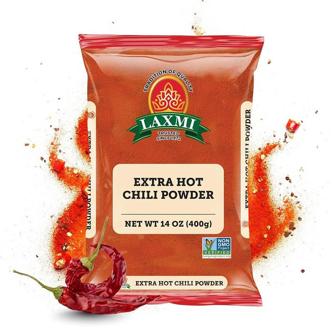 LAXMI BRAND Laxmi 레드 칠리 파우더 (Xtra Hot) - 14oz (400g), 14 Ounce (Pack of 1), 400g, 1개
