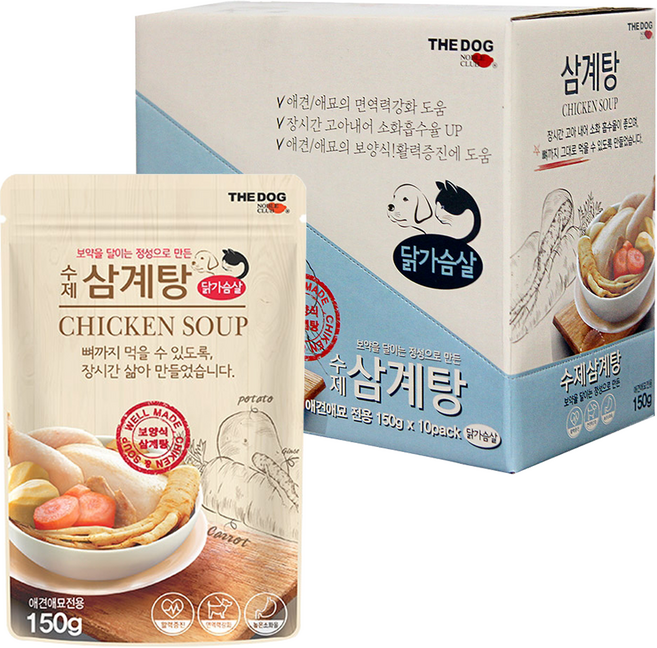 더독 강아지 고양이 보양식 원기회복 영양간식, 10개, 150g, 삼계탕