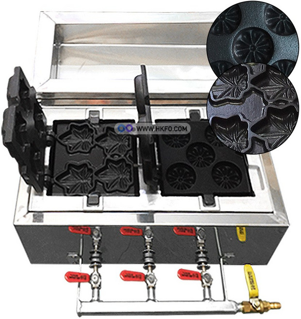 LPG용 가스 가스식 주물 코팅 단풍빵기계 5P + 풀빵 국화빵기계 4P 혼합 2구 기계