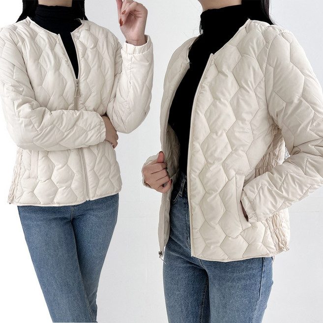다이아 허리 텐션 여성 경량 패딩 자켓 겨울 잠바