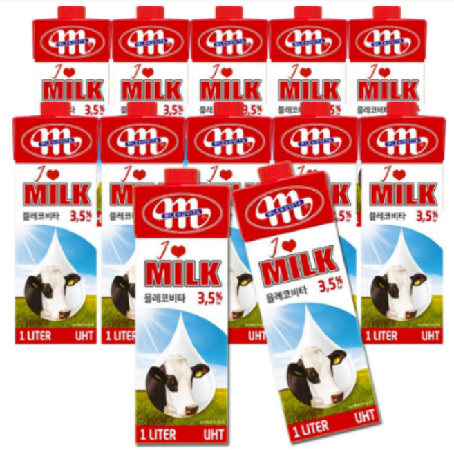 믈레코비타 3.5% 우유 1000ml x 12개, 1L