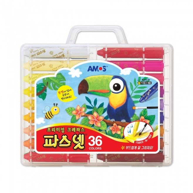아모스 파스넷 36색 드로잉 크레파스 미술용품 색칠놀이 그림그리기 1개입
