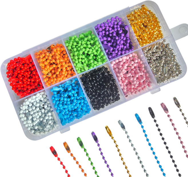 군번줄 150개입 12cm 볼체인 칼라군번줄 줄구슬, 혼합, 1세트