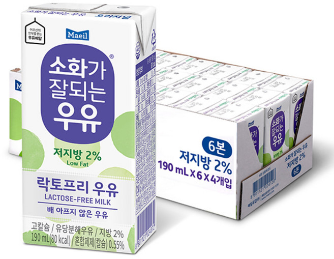 매일유업 소화가 잘되는 우유 저지방, 190ml, 12개