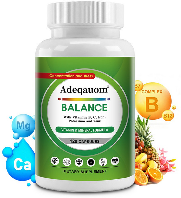 발란스 복합영양보충제 - 비타민 B C 철분 칼륨 아연 함유 - 심신의 균형과 일상의 집중력 지원, 1개, 60정